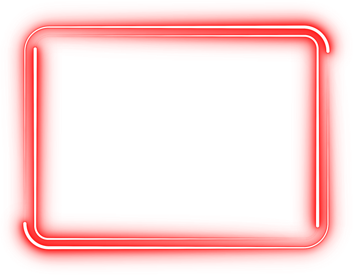 Glowing Red Neon Curved Rectangle Outline